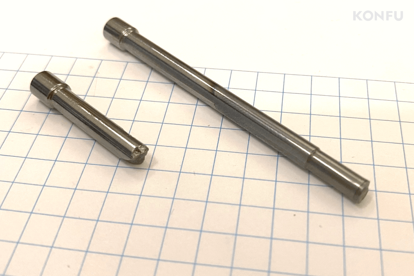 Example of a broken punch pin from a failed stainless steel cold forging attempt.